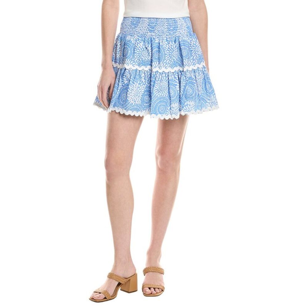 Sail To Sable Womens Smocked Waist Mini Skirt, Blue